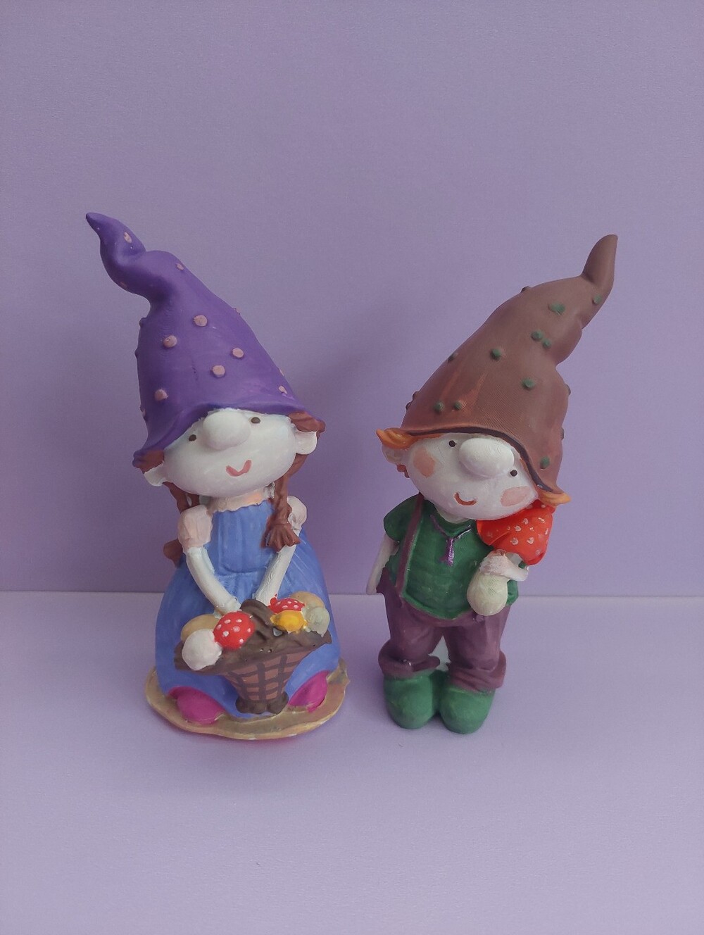 Handmade Gnome Couple with Mushrooms Fall Decor Set of 2